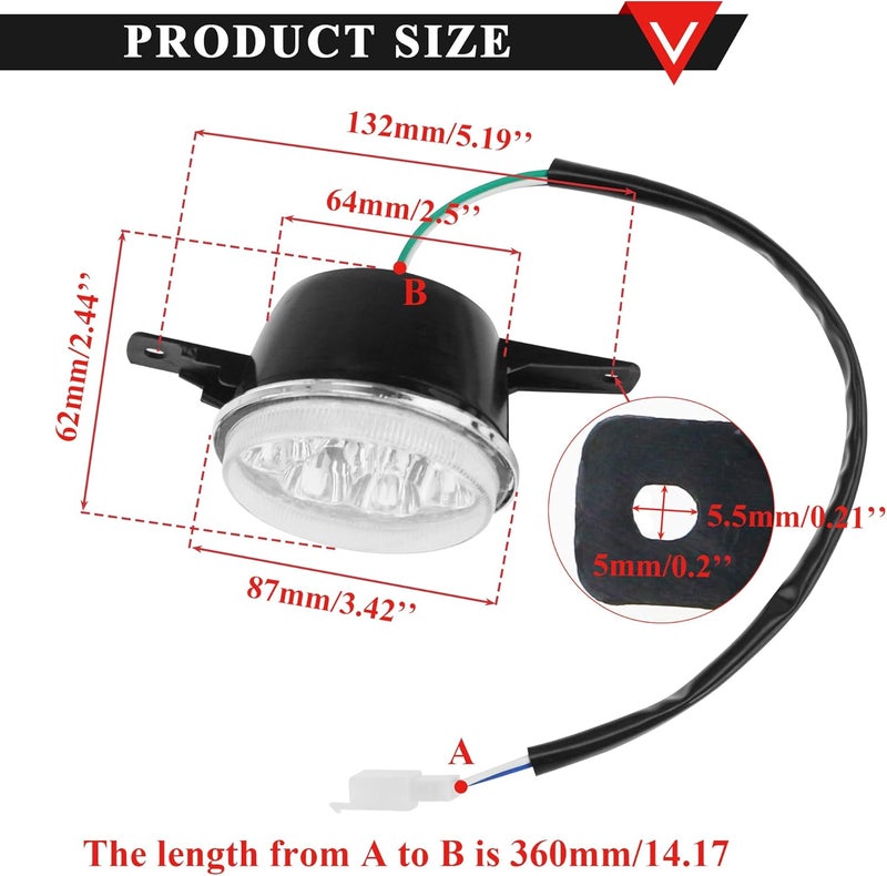 PRO BAT 12V 3 Wrie LED Front Headlight Head Light Lamp for ATV Quad 110cc 125cc 150cc 200cc 250cc Taotao Coolster Gokart Buggy Pack of 2 - Image 2